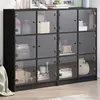 Image de vidaXL Bibliothèque avec Portes, Armoire à Livres avec Poignées, Meuble avec Compartiments de Salon Intérieur, Moderne, Noir 3206511