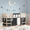 Image de vidaXL Lit Mezzanine Enfants et Rideaux, Lit Surélevé pour Enfants avec Échelle, Meuble de Rangement Chambre, Moderne, Blanc 3206955