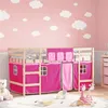 Image de vidaXL Lit Mezzanine Enfants et Rideaux, Lit Surélevé pour Enfants avec Échelle, Meuble de Rangement Chambre, Moderne, Rose 3206957
