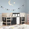 Image de vidaXL Lit Mezzanine Enfants et Rideaux, Lit Surélevé pour Enfants avec Échelle, Meuble de Rangement Chambre, Moderne, Blanc 3206973