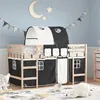 Image de vidaXL Lit Mezzanine Enfants et Tunnel, Lit Surélevé pour Enfants avec Échelle, Meuble de Rangement Chambre, Moderne, Blanc 3206982