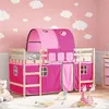 Image de vidaXL Lit Mezzanine Enfants avec Tunnel, Lit Surélevé pour Enfants avec Échelle, Meuble de Rangement Chambre, Moderne, Rose 3207002