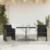 Image de vidaXL Ensemble de Bistro avec Coussins 3 pcs, Chaises et Table de Patio, Meubles de Terrasse Arrière-cour Extérieur, Noir 365063