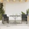 Image de vidaXL Ensemble de Bistro avec Coussins 3 pcs, Chaises et Table de Patio, Meubles de Terrasse Arrière-cour Extérieur, Gris 365064