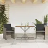 Image de vidaXL Ensemble de Bistro avec Coussins 3 pcs, Chaises et Table de Patio, Meubles de Terrasse Arrière-cour Extérieur, Gris 365067