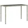 Image de Table de jardin vidaXL dessus en verre gris clair 115x54x74 cm rotin