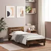 Image de vidaXL Cadre de Lit avec Tête de Lit, Lit Simple avec Sommier à Lattes, Lit Adulte, Meuble de Chambre, Chêne Fumé 100x200 cm 838530