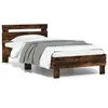 Image de vidaXL Cadre de Lit Tête de Lit et Lumières LED, Lit Simple avec Sommier à Lattes, Lit Adulte, Meuble de Chambre, Moderne, 838754