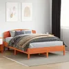 Image de vidaXL Cadre de Lit et Tête de Lit, Sommier à Lattes, Lit Adulte, Lit Double de Chambre à Coucher Intérieur, Cire Marron 3207216