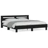 Image de vidaXL Bedframe met hoofdeinde bewerkt hout zwart 200x200 cm3207393
