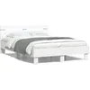 Image de vidaXL Bedframe met hoofdeinde bewerkt hout wit 135x190 cm3207441