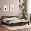 Image de vidaXL Cadre de Lit avec Tête de Lit et LED, Lit Double avec Sommier à Lattes, Lit Adulte de Chambre, Chêne Fumé 200x200 cm 3207522