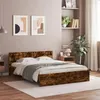 Image de vidaXL Cadre de Lit avec Tête de Lit et LED, Lit Double avec Sommier à Lattes, Lit Adulte, Meuble de Chambre, Moderne, Chêne 3207599