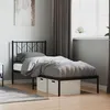 Image de vidaXL Bedframe met hoofdbord metaal zwart 75x190 cm374427