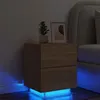 Image de vidaXL Armoire de Chevet avec Lumières LED, Table de Chevet avec 7 Tiroirs, Table de Nuit Chambre, Moderne, Chêne Sonoma 836739