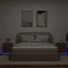 Image de vidaXL Armoires de Chevet avec Lumières LED 2 pcs, Tables de Chevet avec 7 Tiroirs, Tables de Nuit Chambre, Moderne, Chêne 836748