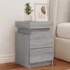 Image de vidaXL Table de Chevet avec Lumières LED, Armoire de Lit avec Rangement, Table de Nuit, Armoire de Nuit, Moderne, Sonoma 836759