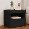 Image de vidaXL Tables de Chevet avec Lumières LED 2 pcs, Armoires de Lit avec Rangement, Tables de Nuit, Armoires de Nuit, Moderne, 836766