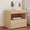 Image de vidaXL Table de Chevet avec Lumières LED, Armoire de Lit avec Rangement, Table de Nuit, Armoire de Nuit, Moderne, Chêne 836767