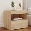 Image de vidaXL Tables de Chevet et Lumières LED 2 pcs, Armoires de Lit avec Rangement, Tables de Nuit Chambre, Moderne, Chêne Sonoma 836768