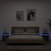Image de vidaXL Armoires de Chevet avec Lumières LED 2 pcs, Tables de Chevet avec Rangement, Tables de Nuit Chambre, Moderne, Chêne 836793