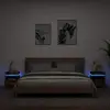 Image de Vidaxl Tables de chevet avec LED, 2 pièces, Chêne fumé, 40x39x48,5 cm
