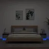Image de vidaXL Table de Chevet avec Lumières LED, Armoire de Nuit avec Rangement, Table de Nuit, Meuble de Chambre, Moderne, Gris 836801