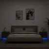 Image de vidaXL Tables de Chevet Murales avec Lumières LED 2 pcs, Armoires de Nuit, Tables de Nuit Chambre, Moderne, Noir Bois 836815