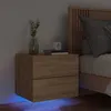 Image de Table de chevet murale avec lumières LED chêne sonoma