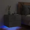 Image de Table de chevet murale avec lumières LED gris béton