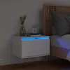 Image de vidaXL Table de Chevet Murale avec Lumières LED, Armoire de Nuit, Table de Nuit, Armoire de Chevet Chambre, Moderne, Blanc 836826