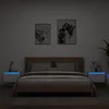 Image de vidaXL Tables de Chevet Murales avec Lumières LED 2 pcs, Armoires de Nuit, Tables de Nuit Chambre, Moderne, Blanc Bois 836827