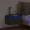 Image de vidaXL Table de Chevet Murale avec Lumières LED, Armoire de Nuit, Table de Nuit, Armoire de Chevet Chambre, Moderne, Noir 836828