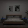 Image de vidaXL Tables de Chevet Murales avec Lumières LED 2 pcs, Armoires de Nuit, Tables de Nuit Chambre, Moderne, Noir Bois 836829
