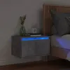 Image de vidaXL Table de Chevet Murale avec Lumières LED, Armoire de Nuit, Table de Nuit, Armoire de Chevet Chambre, Moderne, Gris 836832