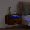 Image de vidaXL Table de Chevet Murale avec Lumières LED, Armoire de Nuit, Table de Nuit, Armoire de Chevet Chambre, Moderne, Chêne 836834