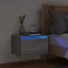 Image de vidaXL Table de Chevet Murale avec Lumières LED, Armoire de Nuit, Table de Nuit, Armoire de Chevet Chambre, Moderne, Sonoma 836836