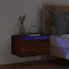 Image de vidaXL Table de Chevet Murale avec Lumières LED, Armoire de Nuit, Table de Nuit, Armoire de Chevet Chambre, Moderne, Chêne 836838