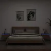 Image de vidaXL Tables de Chevet Murales avec Lumières LED 2 pcs, Armoires de Nuit, Tables de Nuit Chambre, Moderne, Chêne Marron 836839