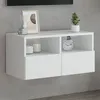 Image de vidaXL Meuble TV mural blanc 60x30x30 cm bois d'ingénierie 836854
