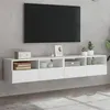 Image de vidaXL Meubles TV muraux 2 pcs blanc 80x30x30 cm bois d'ingénierie 836869