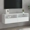 Image de vidaXL Meuble TV mural blanc 100x30x30 cm bois d'ingénierie 836882
