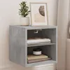 Image de vidaXL Meuble TV Mural avec Lumières LED, Armoire de Télévision Suspendue avec Étagère, Meuble Télé Flottant, Moderne, Gris 836979