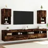 Image de vidaXL Meubles TV avec Lumières LED 2 pcs, Armoires de Télévision Murales, Meubles Télé Suspendus, Moderne, Chêne Fumé Bois 836996