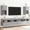 Image de vidaXL Meubles TV avec Lumières LED 2 pcs, Armoires de Télévision Murales, Meubles Télé Suspendus, Moderne, Sonoma Gris Bois 836998