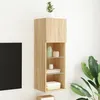 Image de vidaXL Meuble TV avec Lumières LED, Armoire de Télévision Murale avec Rangement, Meuble Télé Suspendu Salon Salle de Séjour, Moderne, Chêne Sonoma