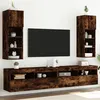 Image de vidaXL Meubles TV avec Lumières LED 2 pcs, Armoires de Télévision Murales, Meubles Télé avec Rangement Salon Salle de Séjour, Chêne Fumé