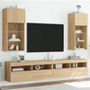 Image de vidaXL Meubles TV avec Lumières LED 2 pcs, Armoires de Télévision Murales, Meubles Télé avec Rangement Salon Salle de Séjour, Chêne Sonoma