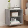 Image de Table de chevet murale avec lumières LED sonoma gris