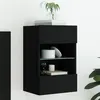 Image de vidaXL Meuble TV Mural avec Lumières LED, Armoire de Télévision Suspendue avec Étagère, Meuble Télé Flottant Salon, Moderne, 837080
